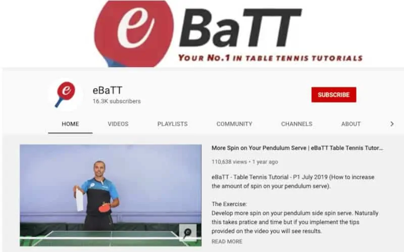 eBaTT Table Tennis training